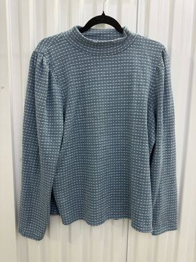 Madewell Light Blue Textured Turtleneck Sweater